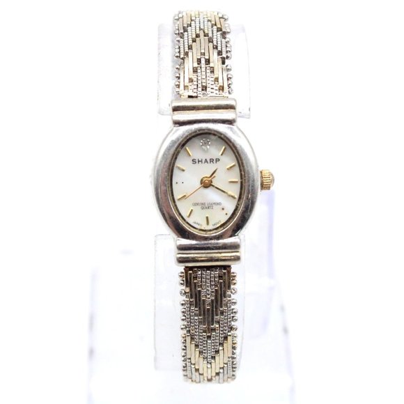 Vintage Sharp Watch Womens Silver Tone Stainless Steel White Classic Dial - Picture 1 of 9